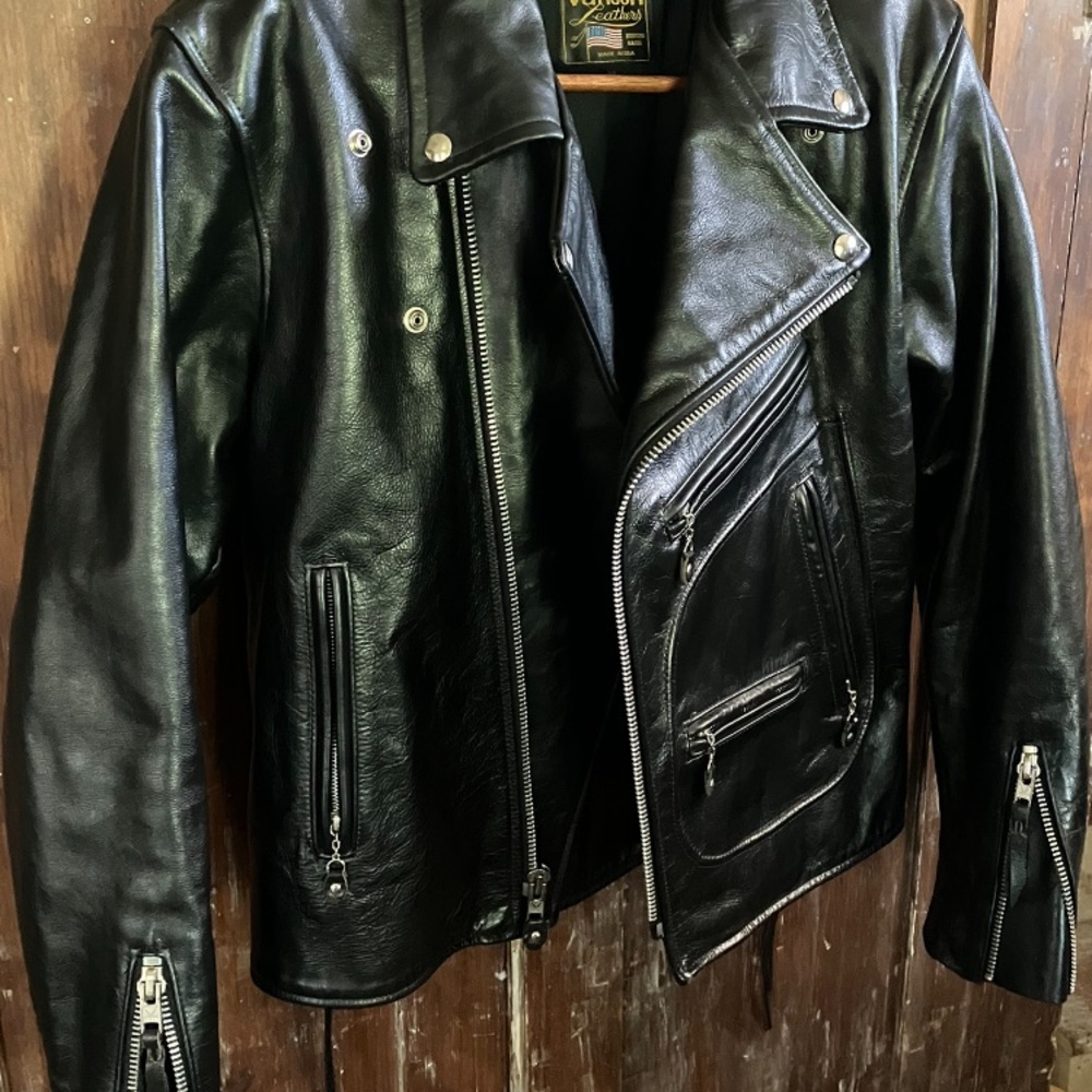 Vanson Men's Black Leather Performance Jacket - Picture 2 of 4